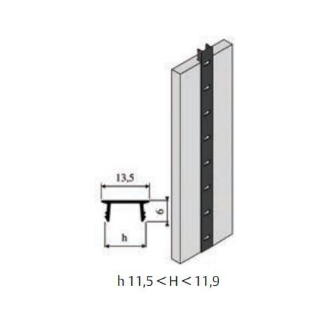 Vachette – Crémaillère pour étagère aluminium 2 m – Finition satinée brut – Installation à encastrer pour aménagement intérieur - 1337L2000
