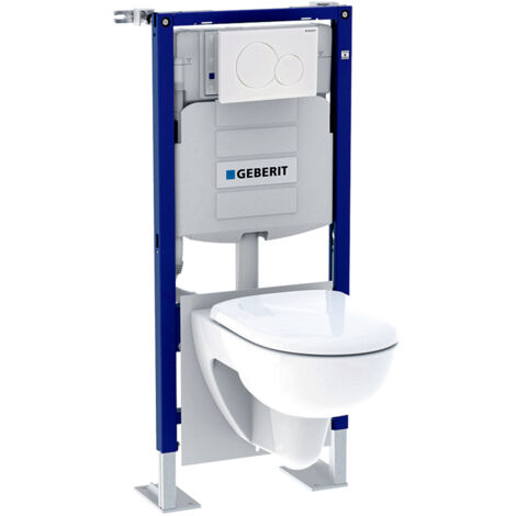Bâti-pack pour WC suspendu Duofix 112 cm avec réservoir à encastrer Sigma 12 cm plaque de déclenchement Sigma01 et WC suspendu Renova - GEBERIT