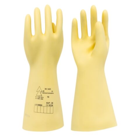 Gants isolants électriques 00 – 10/XL – Latex – Protection jusqu'à 500V AC – Confort ergonomique – Finition Wellfit – Catu