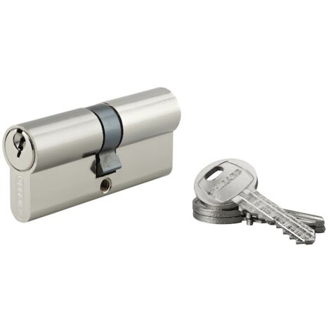Thirard – Cylindre de serrure double entrée 35X35 sur passe T25/T75-PTT – Laiton nickelé – 3 clés fournies – Pour portes d'entrée et halls