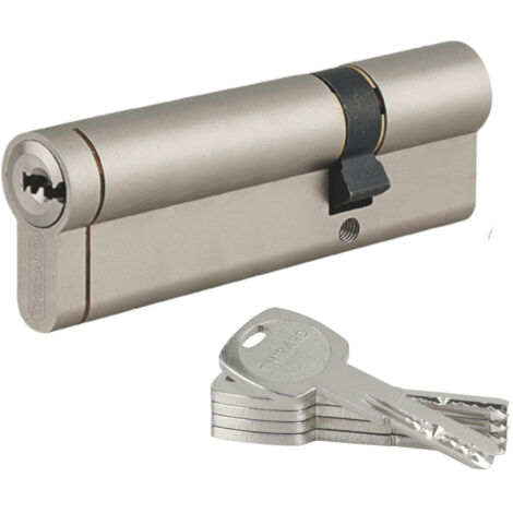 THIRARD - Cylindre double entrée Transit 1 UNIKEY (achetez-en plusieurs, ouvrez avec la même clé), 30x70mm, 5 clés, nickelé - THIRARD
