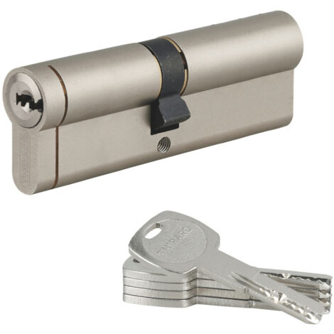 THIRARD - Cylindre double entrée Transit 1 UNIKEY (achetez-en plusieurs, ouvrez avec la même clé), 50x50mm, 5 clés, nickelé - THIRARD