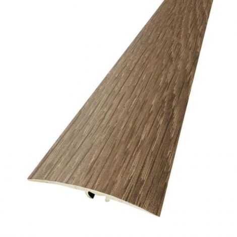 Dinac – Seuil multi-niveaux aluminium anodisé 41 x 930 mm – Finition plaxée PVC transparent – Différence de niveaux jusqu'à 17 mm – Inclus : clous-vis et chevilles