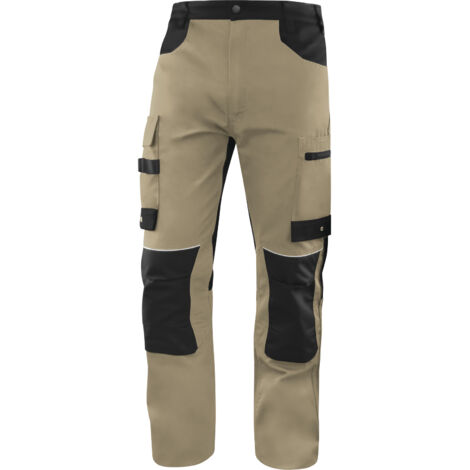 Delta Plus – Pantalon Mach 5 V3 – Pantalon de haute visibilité beige/noir – Taille M – Résistant aux intempéries et aux déchirures (1/2)