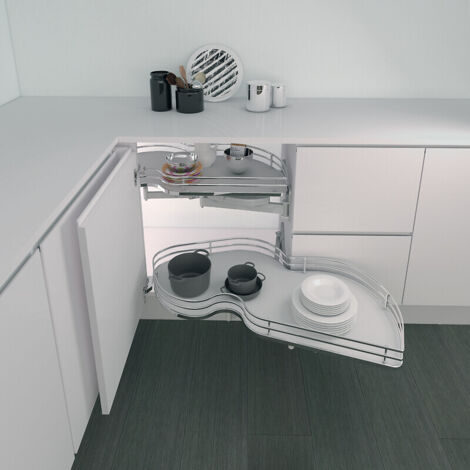 Kit de ferrure pour meuble d'angle largeur 450 mm - Combi's 845B45 Titanium - 2 étagères - droite - INOXA SRL