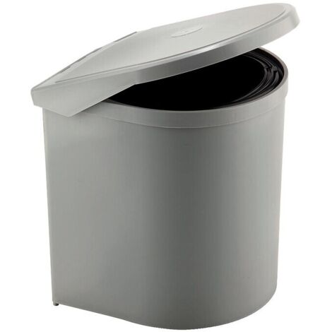 Poubelle de porte à ouverture automatique Ponza pour cuisine - en plastique - finition gris - fixation côté du meuble - 10L - ELLETIPI