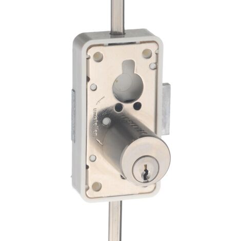 Serrure de meuble 3 points espagnolette 7061 - cylindre rond Ø 22 mm - axe 20 mm - droite - JUNIE GMBH & CO.KG
