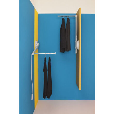 Barre escamotable LIFT – Support de penderie en acier chromé – Réglable 45-55cm – Capacité 12kg pour armoires jusqu'à 120cm – Ambos