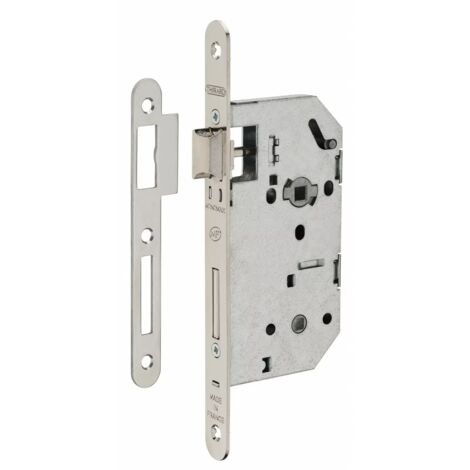 Serrure à larder NF type Monomax axe à 50 mm condamnation têtière nickelée avec gâche - FTH THIRARD