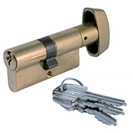 Cylindre double à bouton TE 5 laiton poli sur passe général 30B x 30 - TESA SA (1/2)