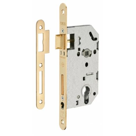 THIRARD - Serrure encastrable Monomax NF pour cylindre européen, axe 50mm, bouts ronds, têtière laitonnée - THIRARD