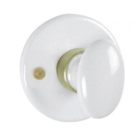 Rosace pour porte en porcelaine blanche – Diamètre 50 mm – Poignée à bouton et bec-de-cane – Fixation vis tfb fendue 3,20 – Kaoline