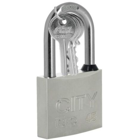 Cadenas City 45 - anse longue inox de 70 mm - avec joint d'étanchéité ISEO CITY
