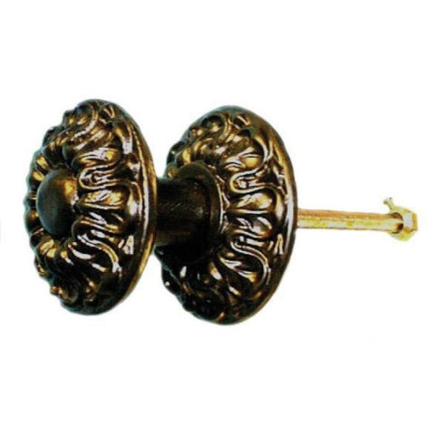 Bouton de porte DALHIA N°91 pour boîtier à chaînette – Fonte noire – Diamètre 75 mm – Saillie 65 mm – Tige carrée 6 mm filetée – Jardinier Massard