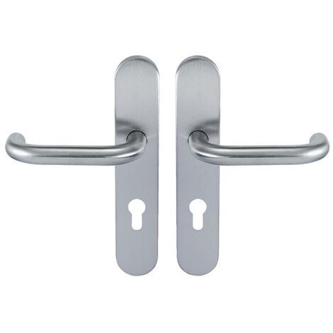 Béquille double inox sur plaque Ligne 19 type U clé L - BRICARD NORMBAU