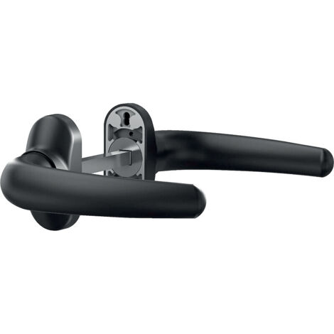 Béquille double sur rosaces étroites Scoot pour menuiserie aluminium entraxes 43-50 mm finition noir RAL 9005M - ASSA ABLOY FRANCE BEZAULT