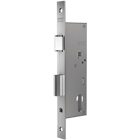 Assa Abloy – Serrure électrique 728 – Entraxe 92 mm – Axe 40 mm – Têtière inox 261 x 22 mm – Pêne dormant et demi-tour clé I