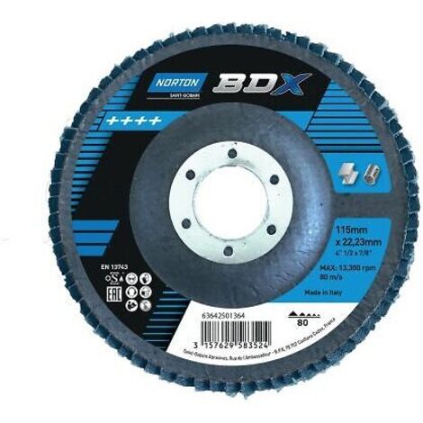 Disques à lamelles bombés BDX 115x22mm grain 120 boîte de 10 - SAINT-GOBAIN SURFACE SOLUTIONS FR. (1/2)