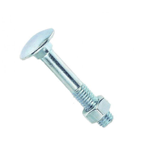 Boulons tête ronde collet carré Japy acier zingué blanc partiellement filetés. Ø 7 mm. longueur 40 mm. boîte de 200 - VISWOOD
