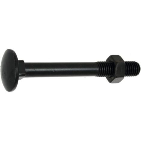 Boulons tête ronde collet carré Japy acier zingué noir. filetage partiel. diamètre 7 mm. longueur 50 mm. boîte de 100 boulons - TORBEL INDUSTRIE (1/2)