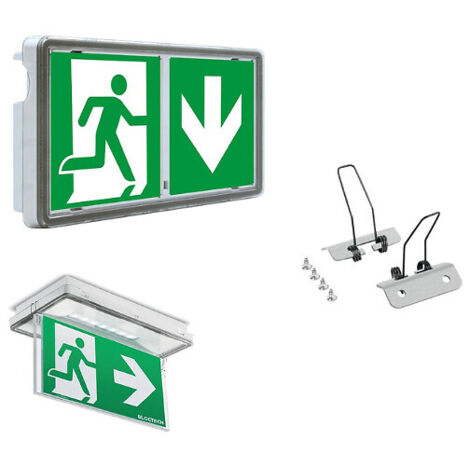 BAES One Universel évacuation IP44 + porte drapeau standard + kit d'encastrement - BLOC.TECH