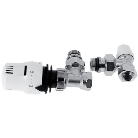 Kit robinetterie radiateur complet TOME équerre inversé 15x21 - THERMADOR (1/2)