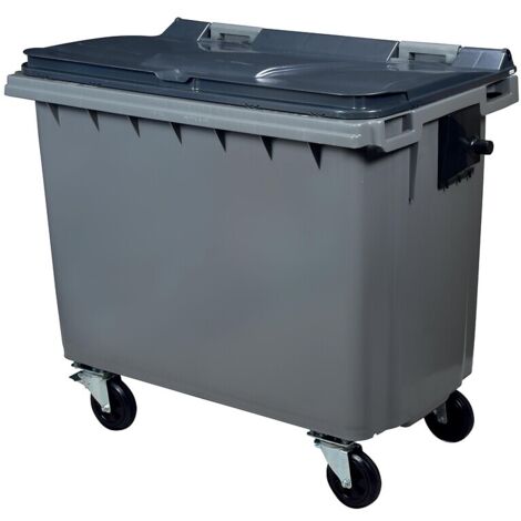 Conteneur 4 roues gris-gris 660 litres vidage par prise latérale avec tourillons - SN ROSSIGNOL