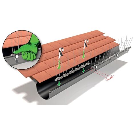 Pic anti-oiseaux clipsable sur gouttière ASTUPIC G10. module long 31 cm. carton de 32 modules. 10 m - ECOPIC