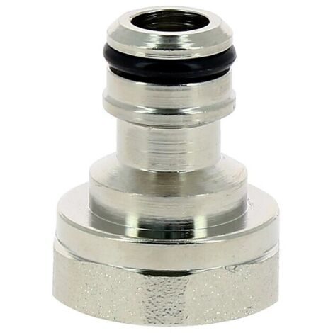 Adaptateur femelle laiton nickelé pour nez de robinet filetage 20x27 avec raccord rapide mâle - FAUQUET