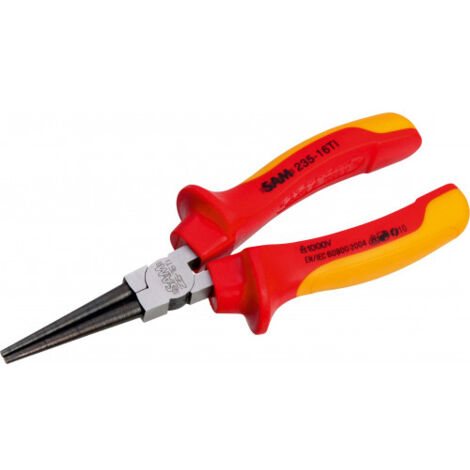 Pince polie et vernie à bec rond isolée 1000V longueur 160 mm - 235-16TI - SAM OUTILLAGE (1/2)