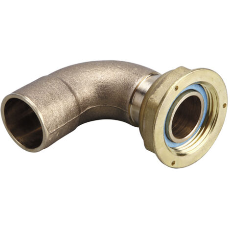 Raccord NF coudé 90° joint plat compteur écrou 6/20 à braser sur tube cuivre Ø22 - Gurtner