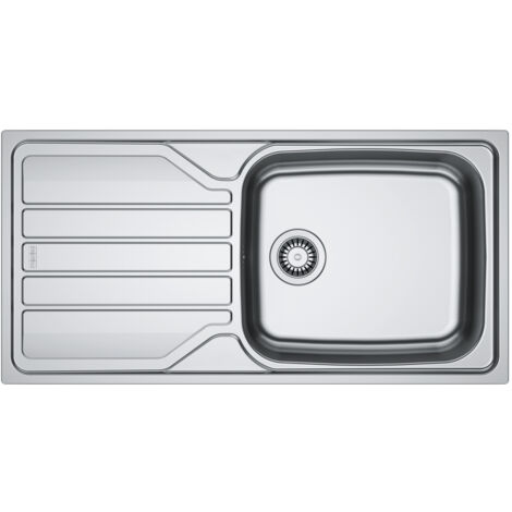 Franke – Évier à encastrer inox décor FLN 611 1 cuve 1 égouttoir 1000 x 500 mm – Surface résistante aux rayures – Vidage automatique – Réversible
