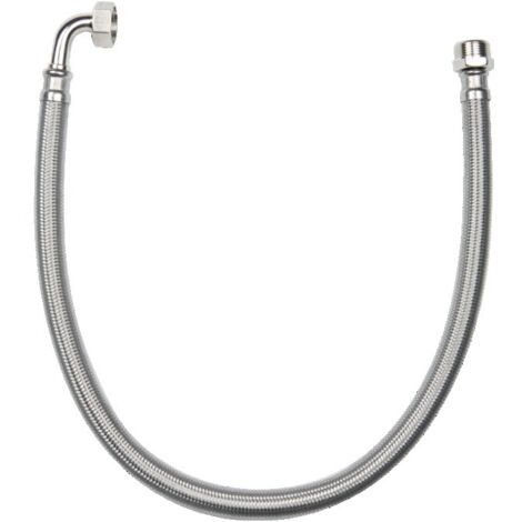 Flexible sanitaire 100cm FF 15x21 coude DN10 tresse/douille inox