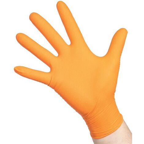 Gant Nitrile Herkul Grip Orange Extra Strong - L 240 mm - boîte de 100 gants Taille 8-M - MEDICOM