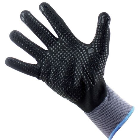 Gant Bannec grip sans couture en nylon Picots en PVC sur la paume et bout des doigts. coloris noir T9 - ISM GMBH (1/2)