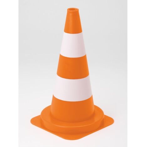 Cône de signalisation 50 cm en PVC recyclé – 2 bandes blanches pour sécurité chantier – Résistant intempéries – Poids 1,1 kg – Vinmer