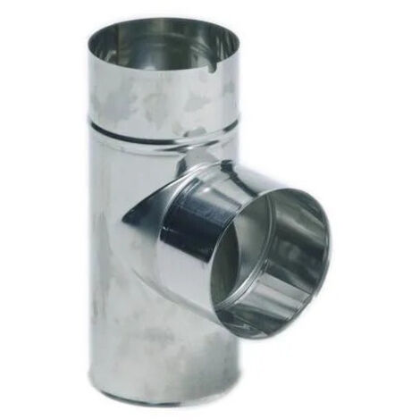 TEN – Té équerre inox 180mm – Raccord fumisterie pour tous combustibles – Non compatible avec autres marques