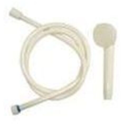 Kit de douche Dame pour hôpitaux avec douchette blanche 1 jet et flexible PVC blanc à repère bleu jetable 1.5 m - DISFLEX FRANCE (1/2)