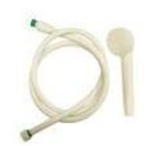 Kit de douche Dame pour hôpitaux avec douchette blanche 1 jet et flexible PVC blanc à repère vert jetable 1.50 m - DISFLEX FRANCE (1/2)
