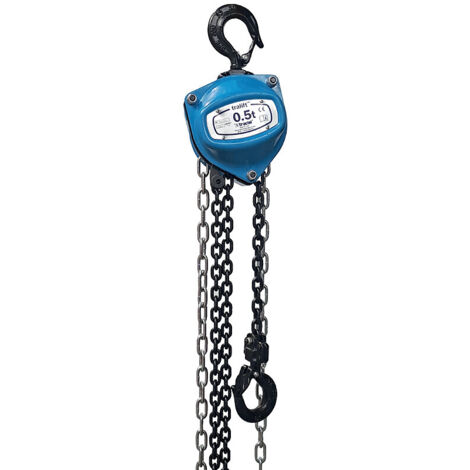 Palan manuel à chaîne Tralift Efficient capacité 500 kg hauteur levée 3m chaîne phosphatée noire poids 9 kg - TRACTEL SAS (1/2)
