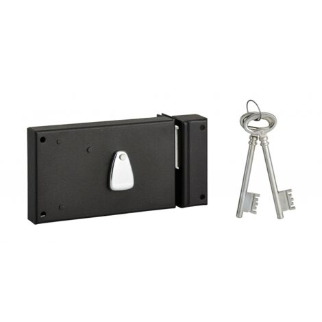 Thirard – Serrure horizontale en applique 4 gorges – Pêne dormant seul – Axe 58mm – Dimensions 140x82mm – 2 clés – Noir