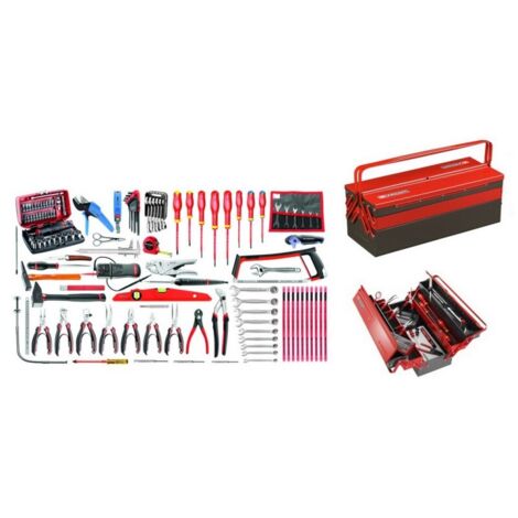 Composition de 120 outils pour l'électronique dans une boîte à outils métallique 5 cases 2070.E18 - FACOM