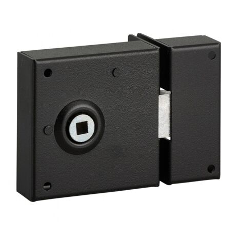 Thirard – Serrure en applique intérieure 1/2 tour – Pêne réversible pour pose droite/gauche – Axe 45mm, carré 6mm, 70x70mm, noir