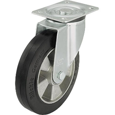 Roue de guidage poids lourd, caoutchouc L-ALEV 100K charge limite 200kg roue diam. 100mm, dim plaque 100x85mm (1/2)