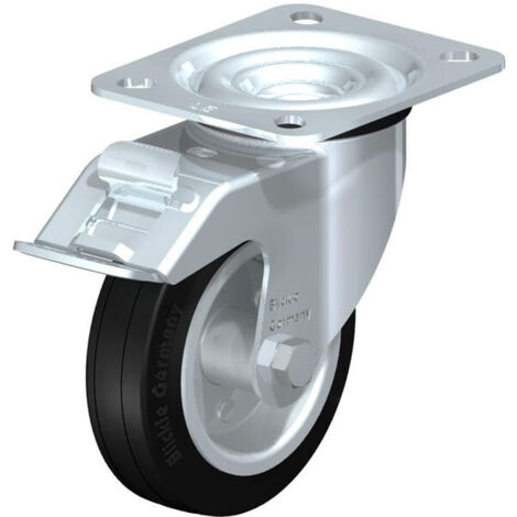 Roue de guidage caoutchouc av blocage LE-VE 125R-FI, charge 100 kg roue diam. 125mm, dim plaque 100x85mm (1/2)