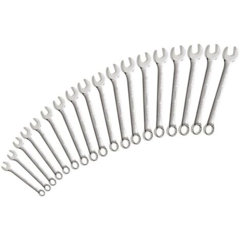 Expert – Jeu de 21 clés mixtes 6-32mm – E110306 – Tête polygonale 12 pans coudée 15° – Acier Chrome Vanadium – Finition chromée brillante (1/2)