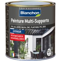 Blanchon – Peinture multisupports extérieure noire 9005 0,5L – Résistante aux chocs et UV – Application directe sans sous-couche