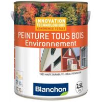 Blanchon – Peinture microporeuse tous bois blanc RAL 9016 – Hydrofuge – Haute résistance UV et intempéries – Pour bois neufs et anciens