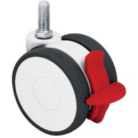Roulette pivotante à blocage polyamide fixation à tige filetée type 5925 UAP, Ø 75 mm, charge 80 kg - Tente
