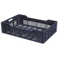 Caisse ajourée gerbable grise. capacité 40 litres. dimensions 600 x 400 x 170 mm - GILAC
